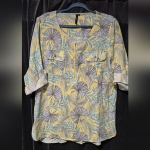 Floral Print Women's Top Linen